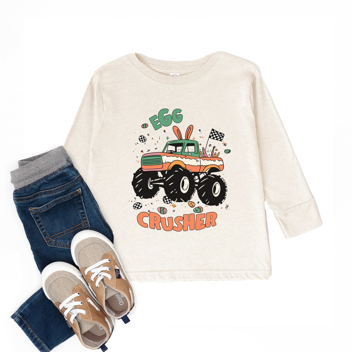 Egg Crusher Monster Truck - Toddler Long Sleeve Graphic Tee
