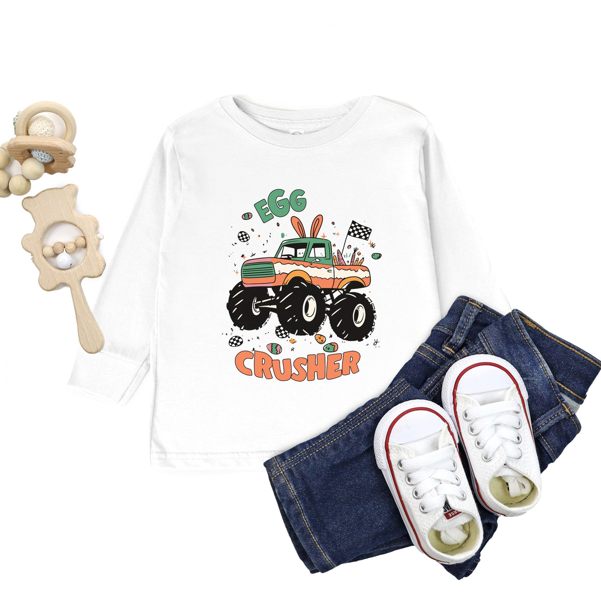 Egg Crusher Monster Truck - Toddler Long Sleeve Graphic Tee