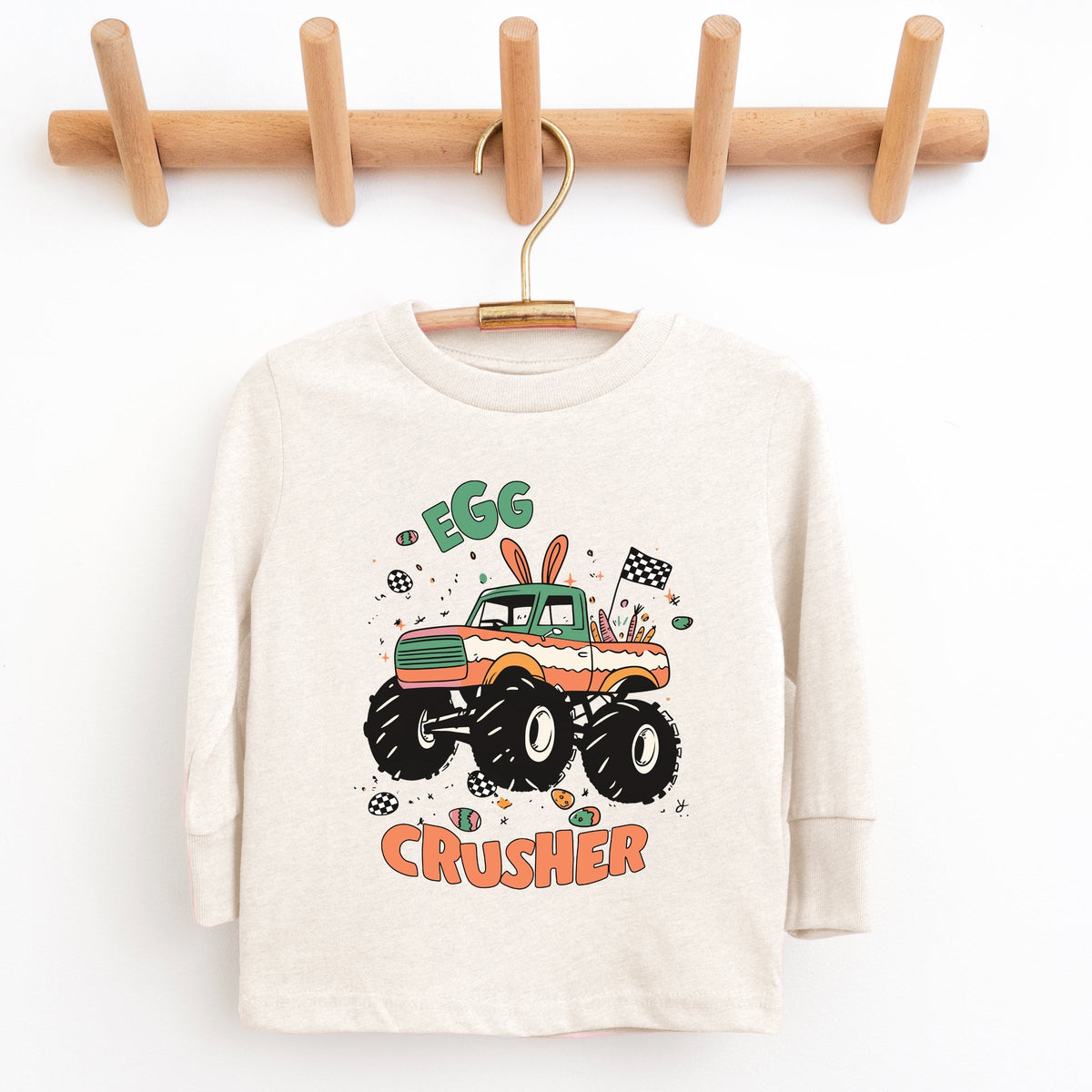 Egg Crusher Monster Truck - Youth Long Sleeve Graphic T-Shirt