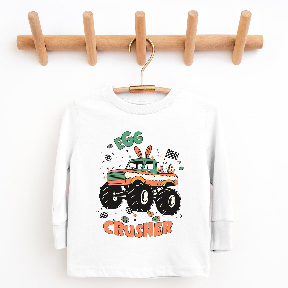 Egg Crusher Monster Truck - Youth Long Sleeve Graphic T-Shirt