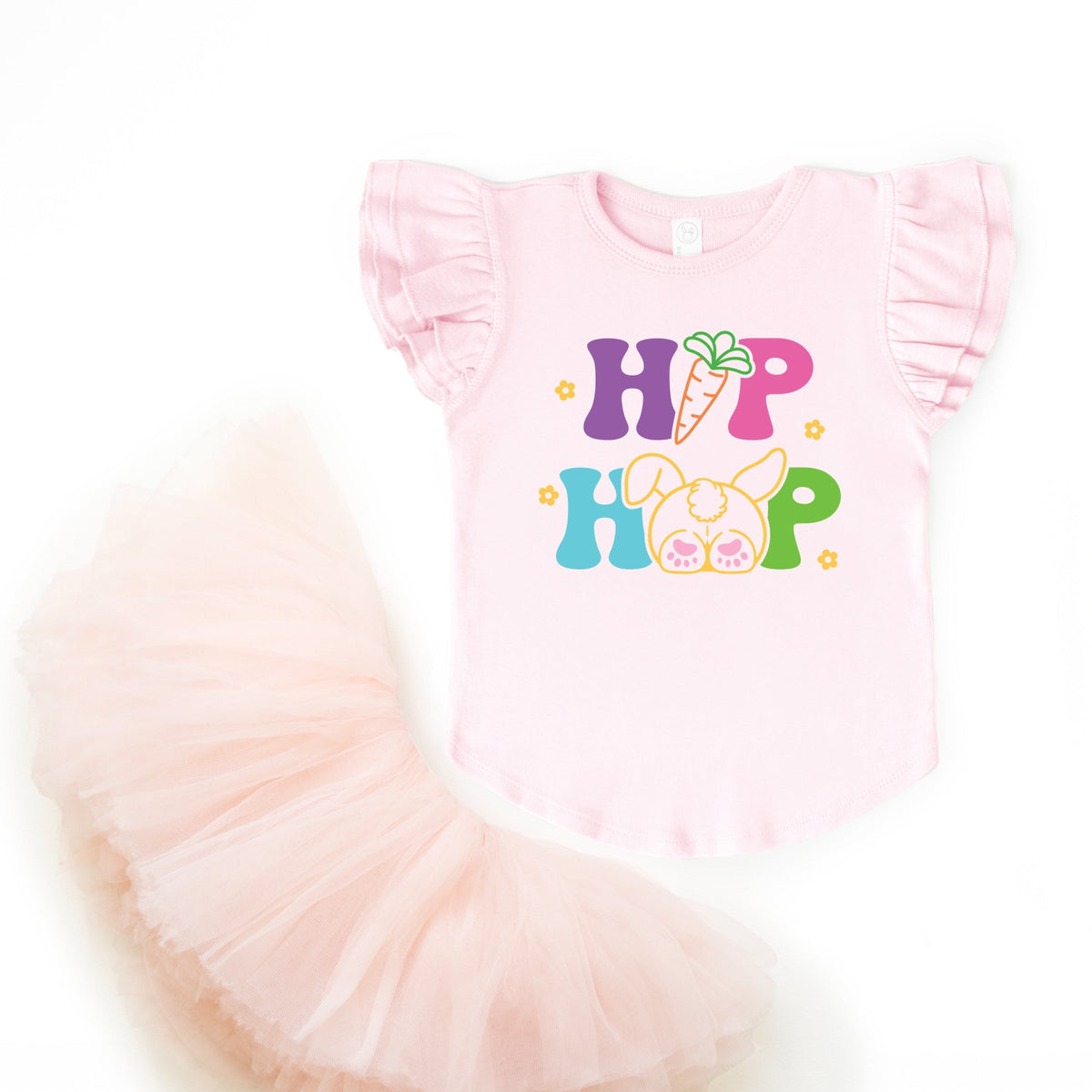 Hip Hop Bunny Bottom - Flutter Sleeve Graphic T-Shirt