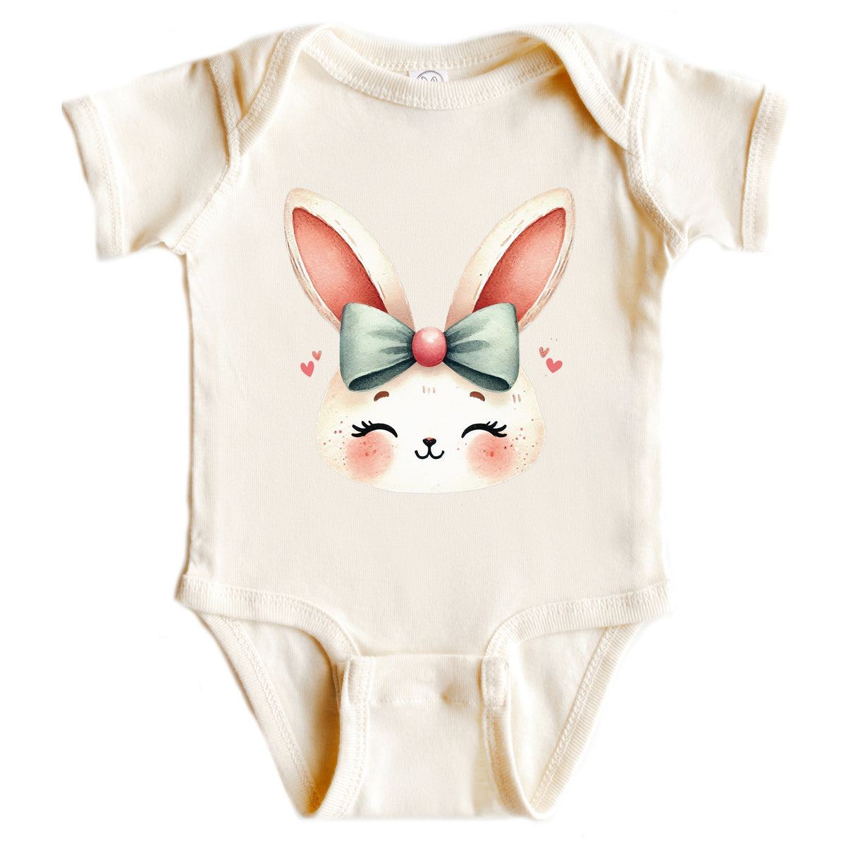 Watercolor Bunny Face - Baby Short Sleeve Graphic Bodysuit