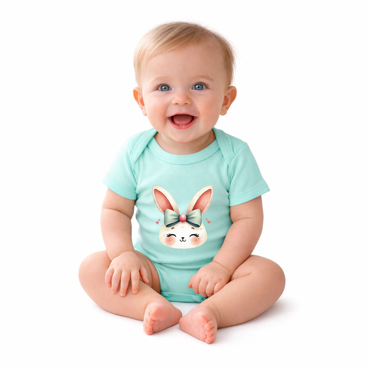 Watercolor Bunny Face - Baby Short Sleeve Graphic Bodysuit