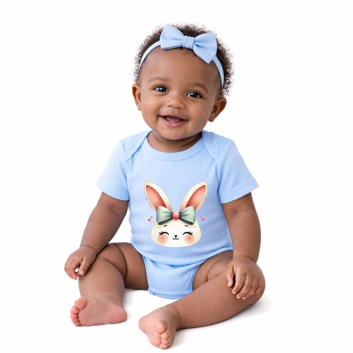 Watercolor Bunny Face - Baby Short Sleeve Graphic Bodysuit