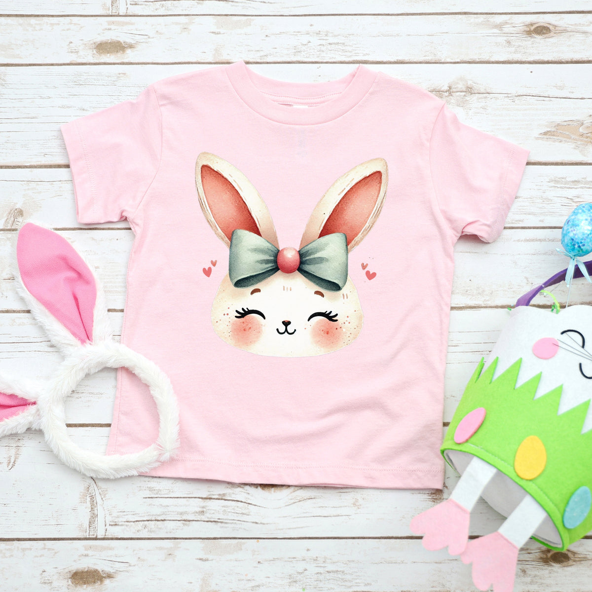 Watercolor Bunny Face - Toddler Short Sleeve Graphic T-Shirt