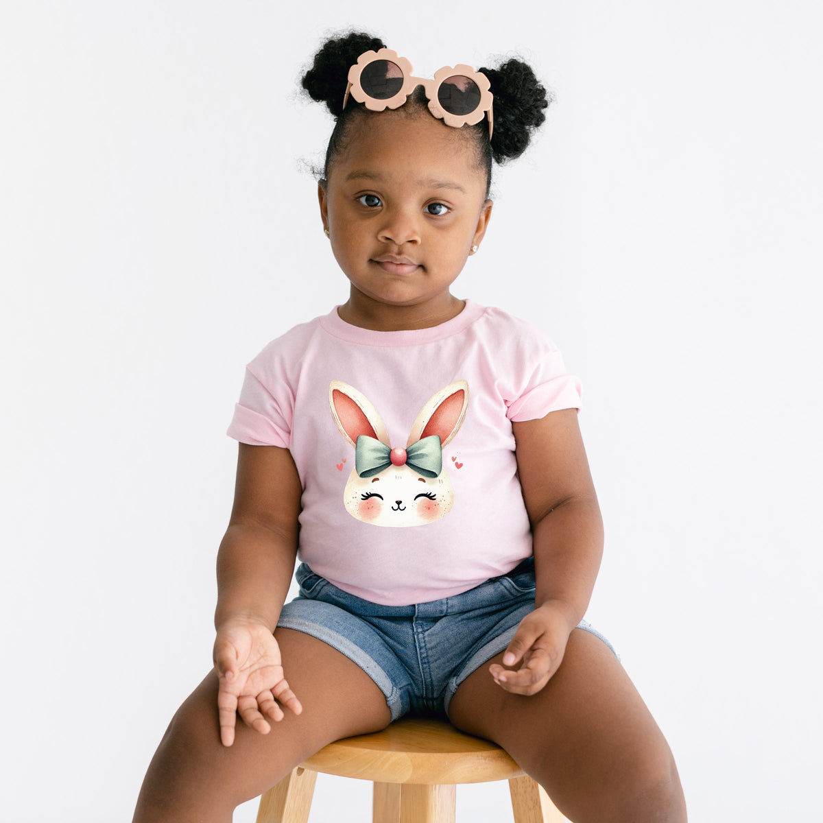 Watercolor Bunny Face - Toddler Short Sleeve Graphic T-Shirt