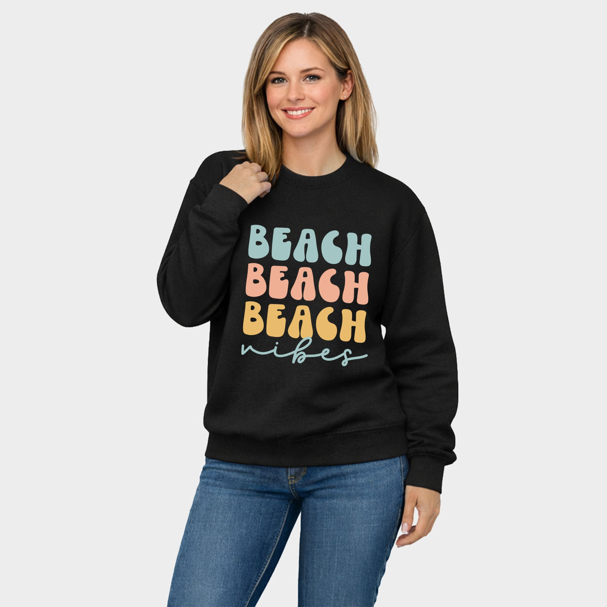 Beach Vibes Stacked - Women's Graphic Sweatshirt
