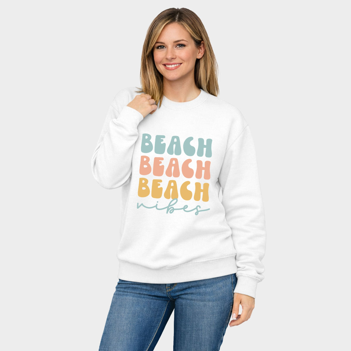 Beach Vibes Stacked - Women's Graphic Sweatshirt