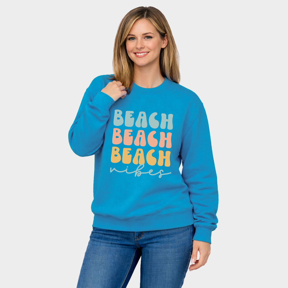 Beach Vibes Stacked - Women's Graphic Sweatshirt