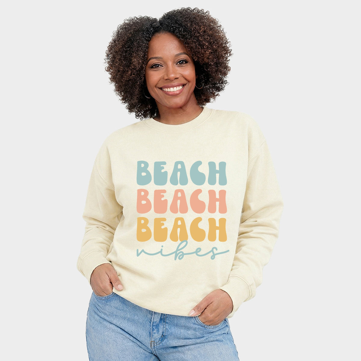 Beach Vibes Stacked - Women's Graphic Sweatshirt