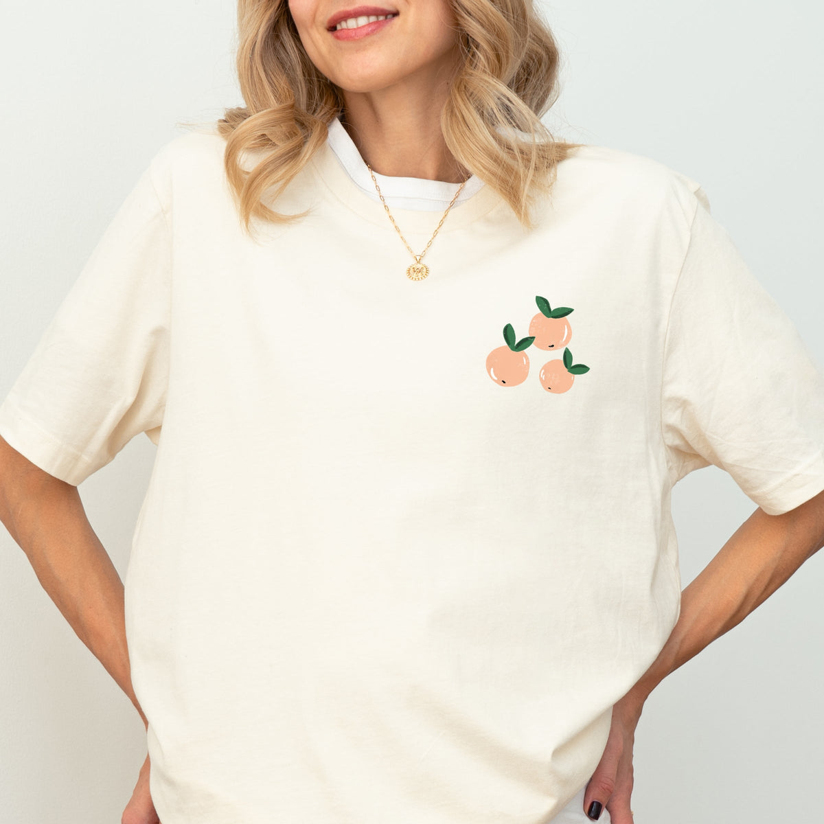 Just Peachy Rainbow Front and Back Design - Women's Short Sleeve Graphic T-Shirt