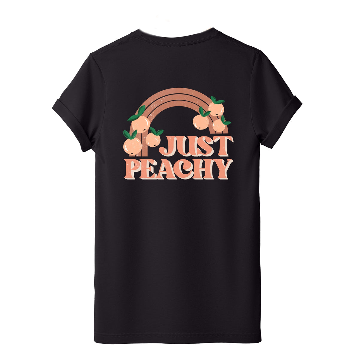 Just Peachy Rainbow Front and Back Design - Women's Short Sleeve Graphic T-Shirt