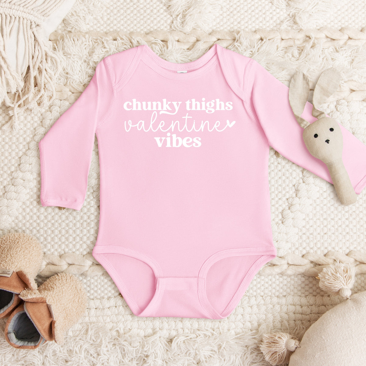 Chunky Thighs Valentine Vibes - Baby Long Sleeve Bodysuit