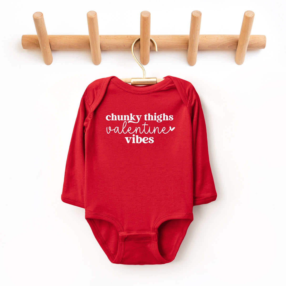Chunky Thighs Valentine Vibes - Baby Long Sleeve Bodysuit