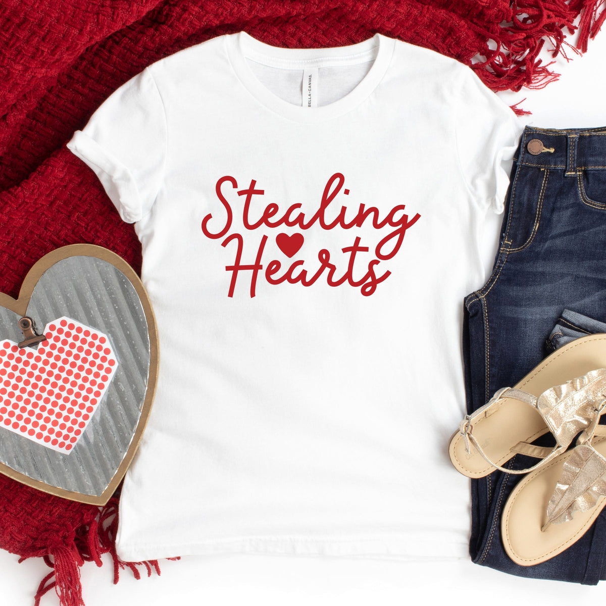 Stealing Hearts Cursive - Youth Short Sleeve Graphic T-Shirt