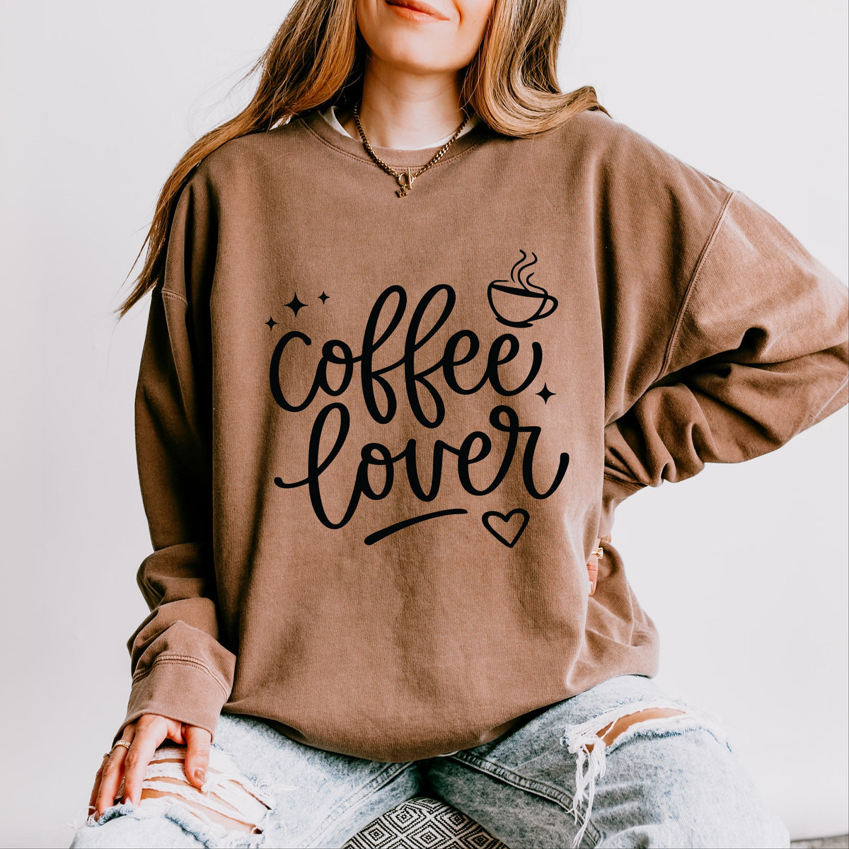 Coffee Lover Stars - Women's Lightweight Garment Dyed Sweatshirt
