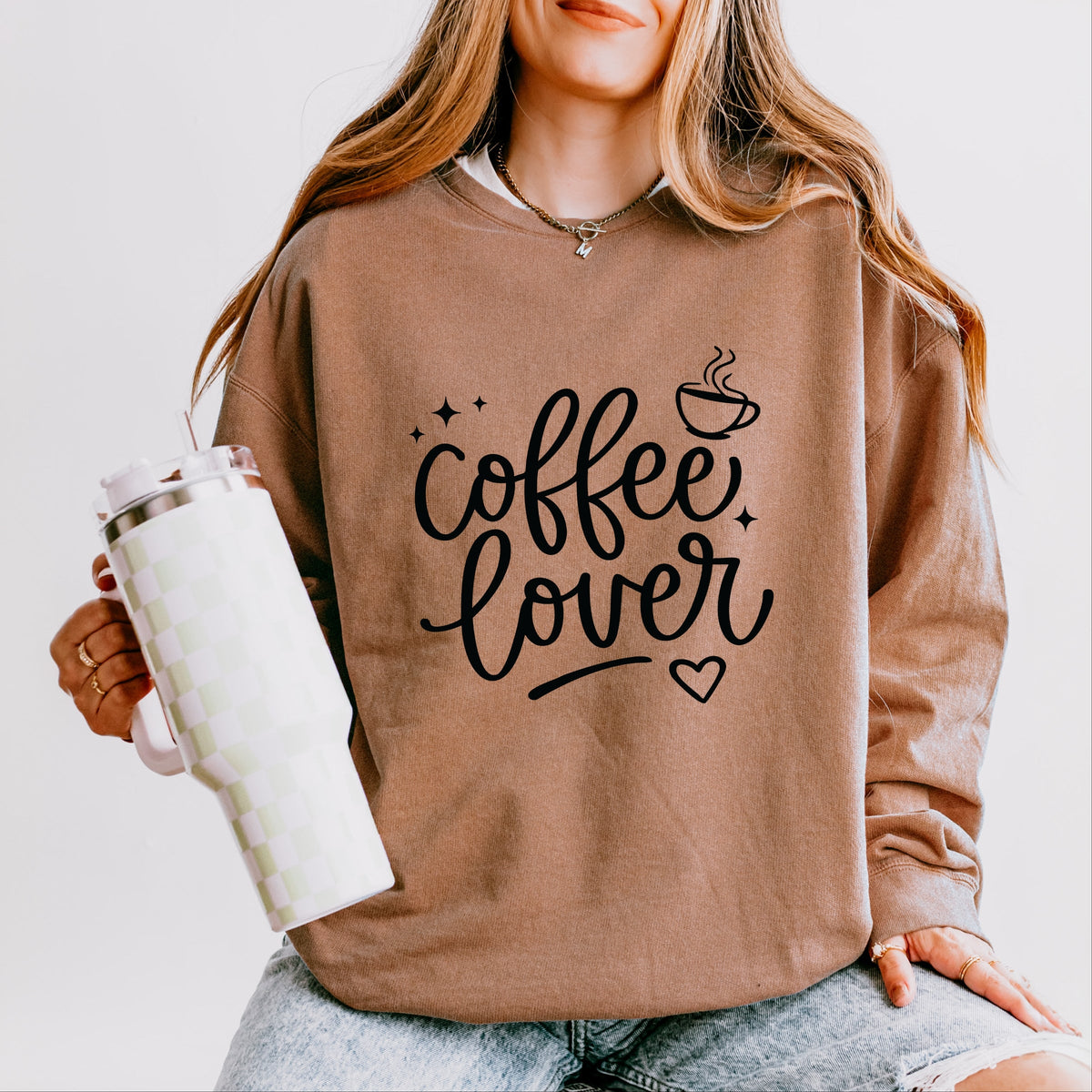 Coffee Lover Stars - Women's Lightweight Garment Dyed Sweatshirt