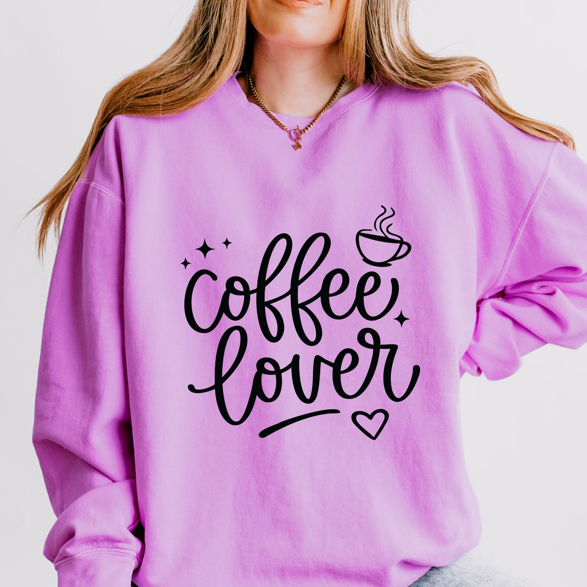 Coffee Lover Stars - Women's Lightweight Garment Dyed Sweatshirt