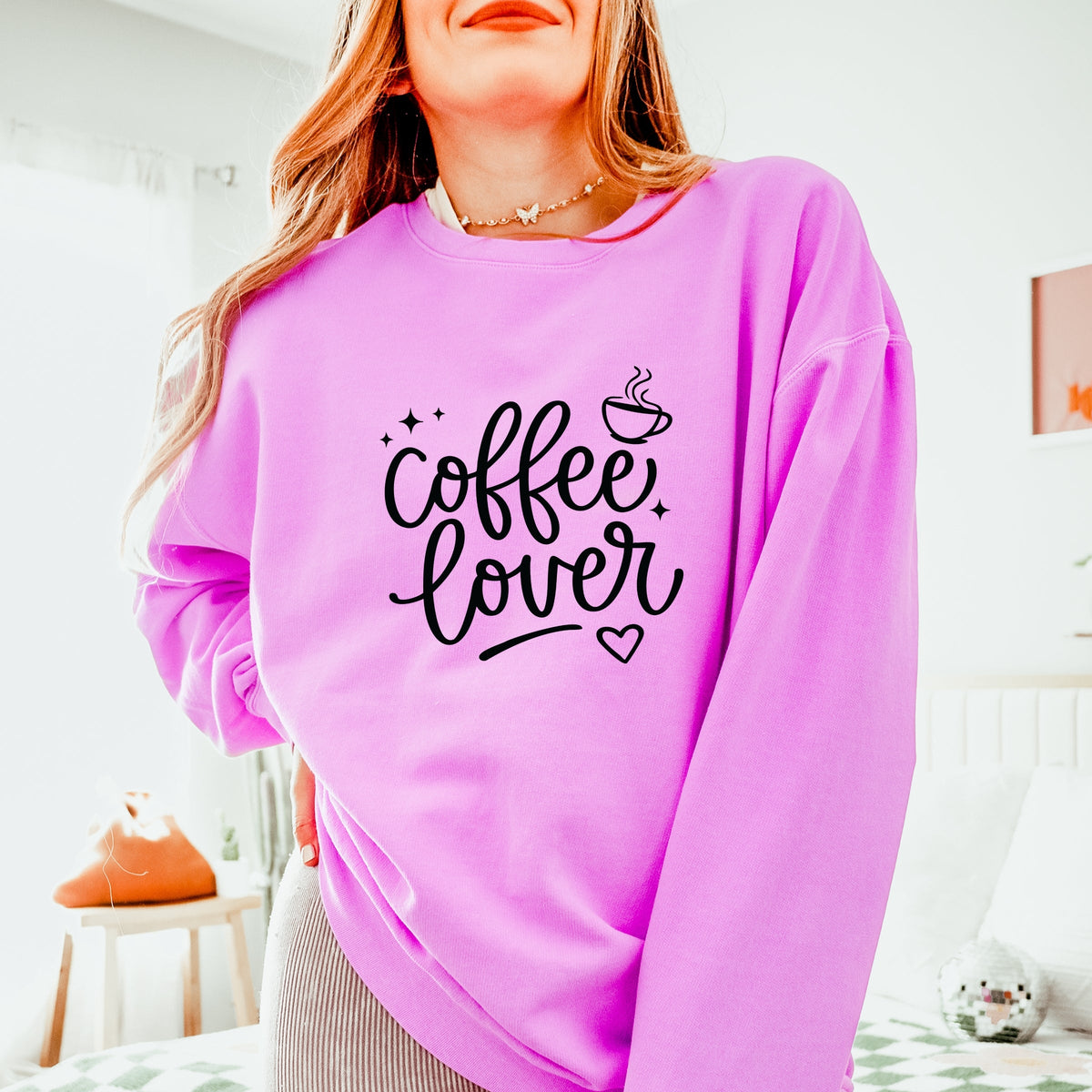 Coffee Lover Stars - Women's Lightweight Garment Dyed Sweatshirt