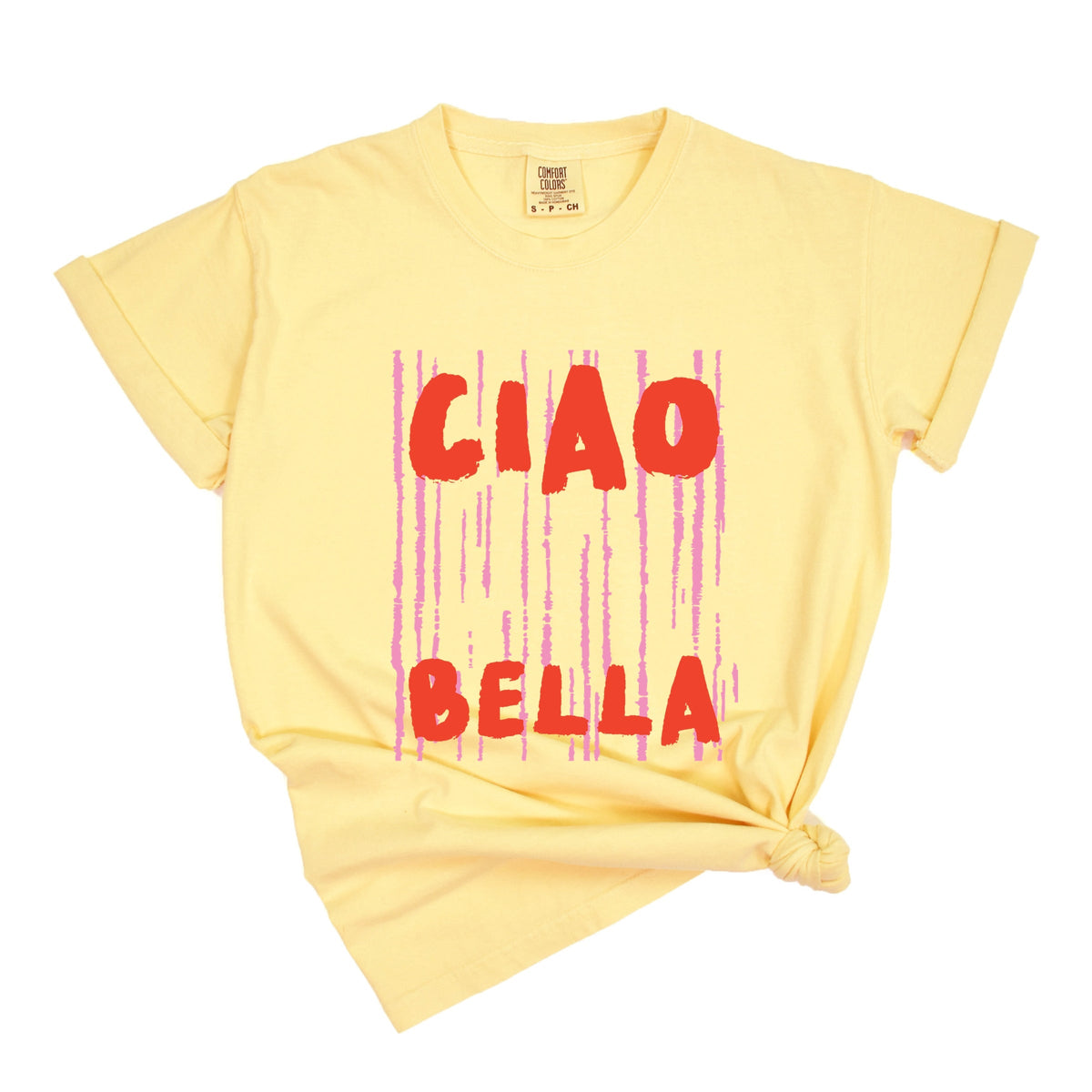 Ciao Bella Stripes - Women's Garment Dyed Graphic T-Shirt