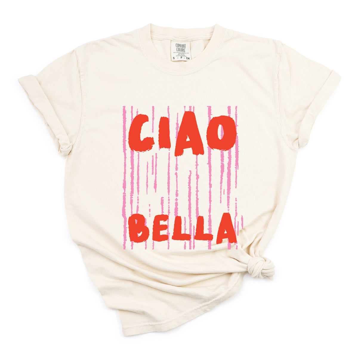 Ciao Bella Stripes - Women's Garment Dyed Graphic T-Shirt