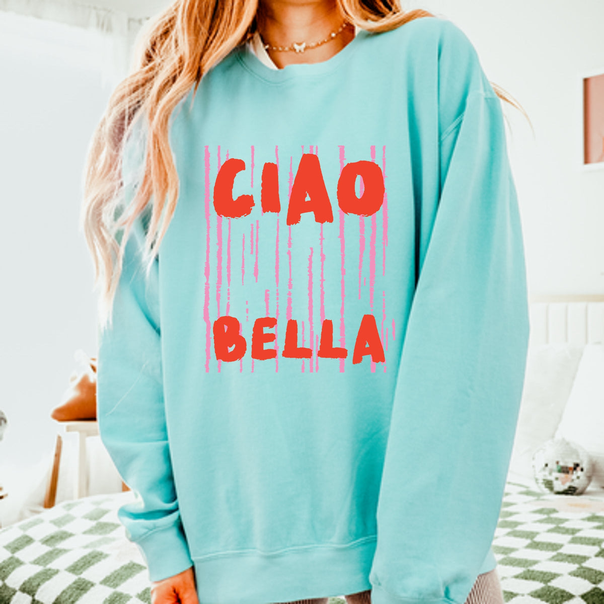 Ciao Bella Stripes - Women's Lightweight Garment Dyed Sweatshirt