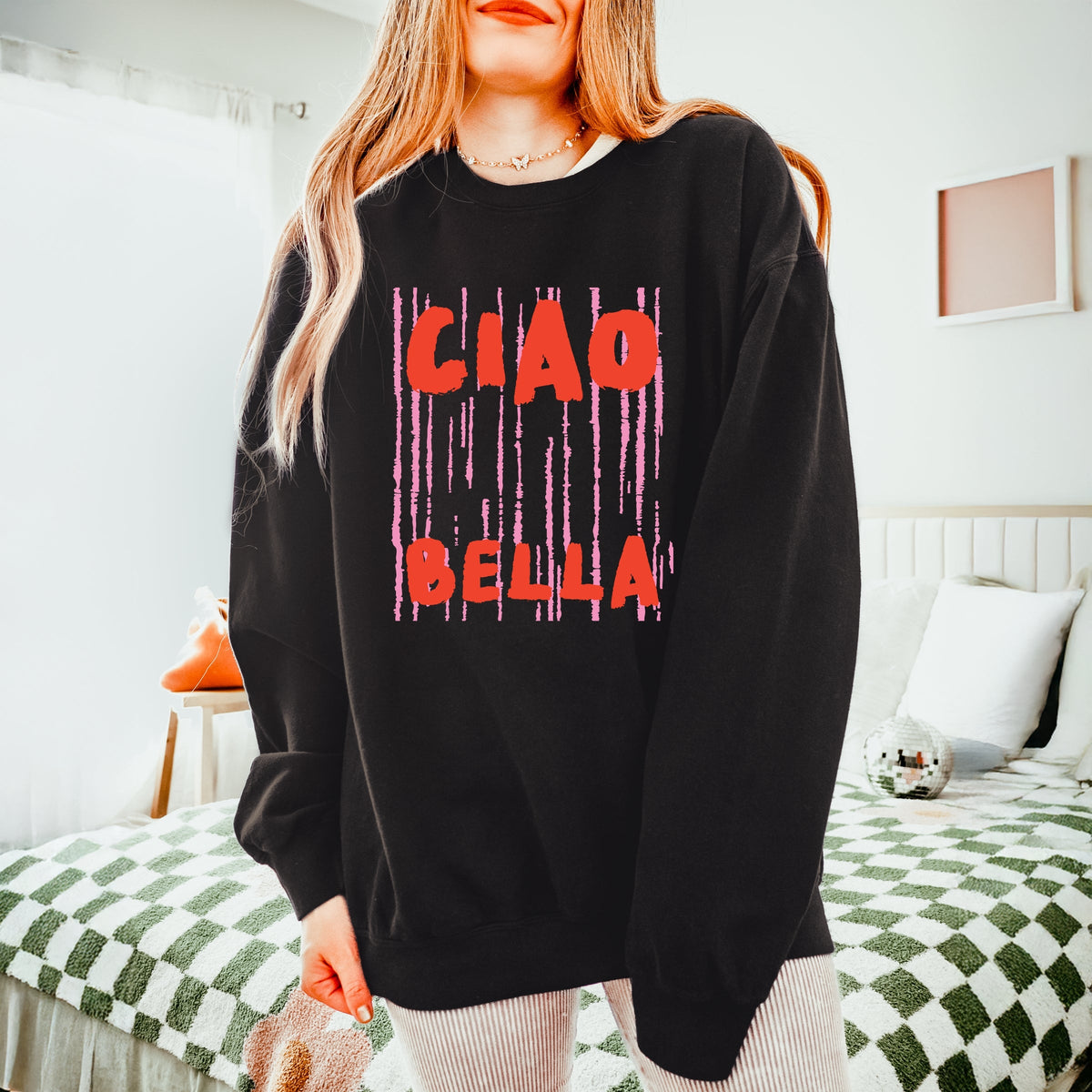 Ciao Bella Stripes - Women's Lightweight Garment Dyed Sweatshirt
