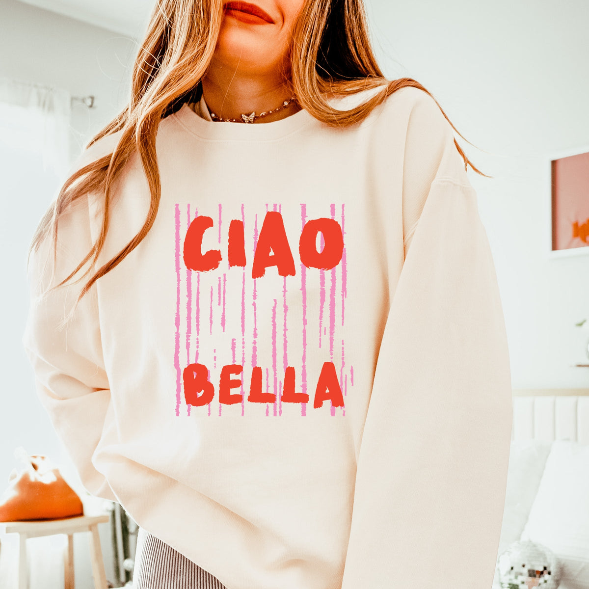 Ciao Bella Stripes - Women's Lightweight Garment Dyed Sweatshirt