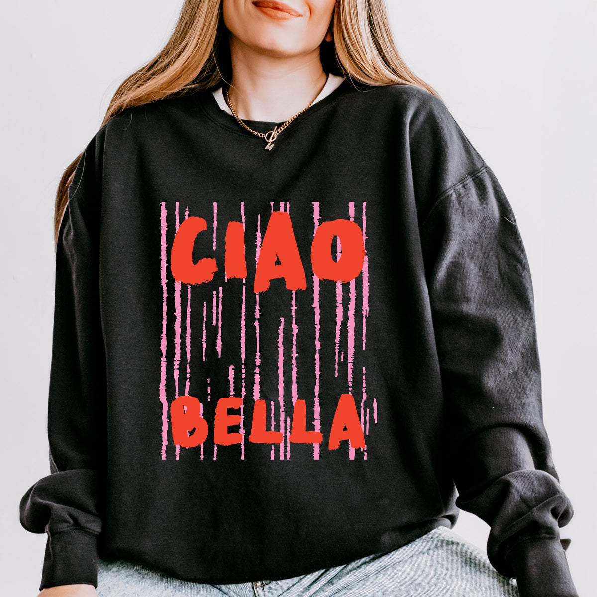 Ciao Bella Stripes - Women's Lightweight Garment Dyed Sweatshirt