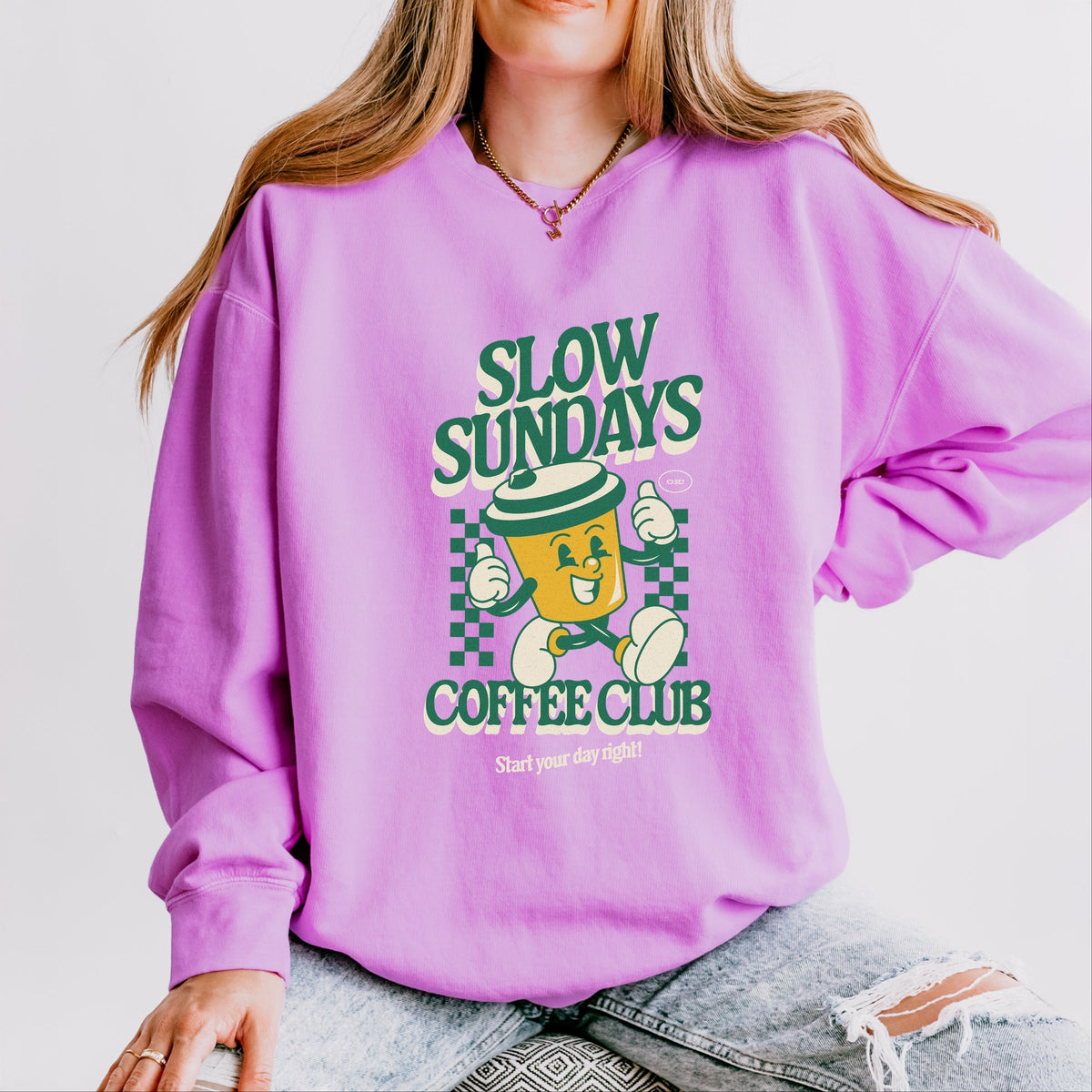 Slow Sundays Coffee Club - Women's Lightweight Garment Dyed Sweatshirt