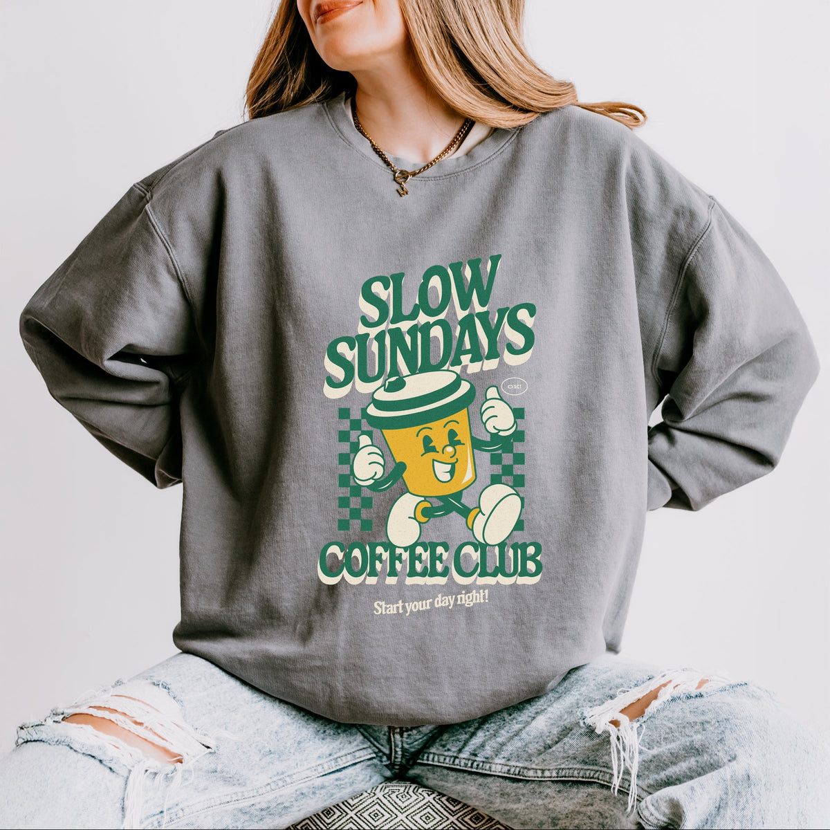 Slow Sundays Coffee Club - Women's Lightweight Garment Dyed Sweatshirt
