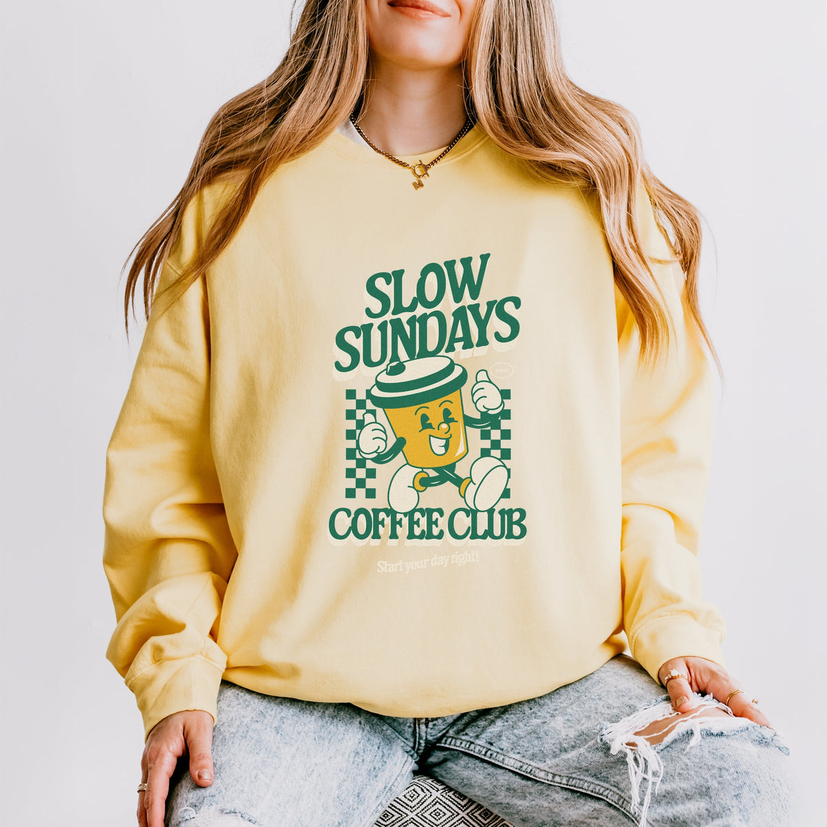 Slow Sundays Coffee Club - Women's Lightweight Garment Dyed Sweatshirt