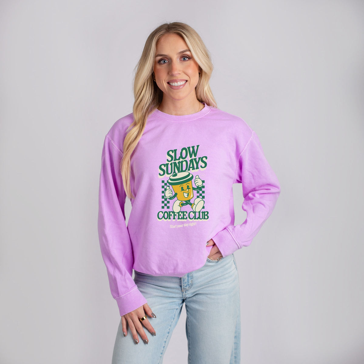 Slow Sundays Coffee Club - Women's Lightweight Garment Dyed Sweatshirt