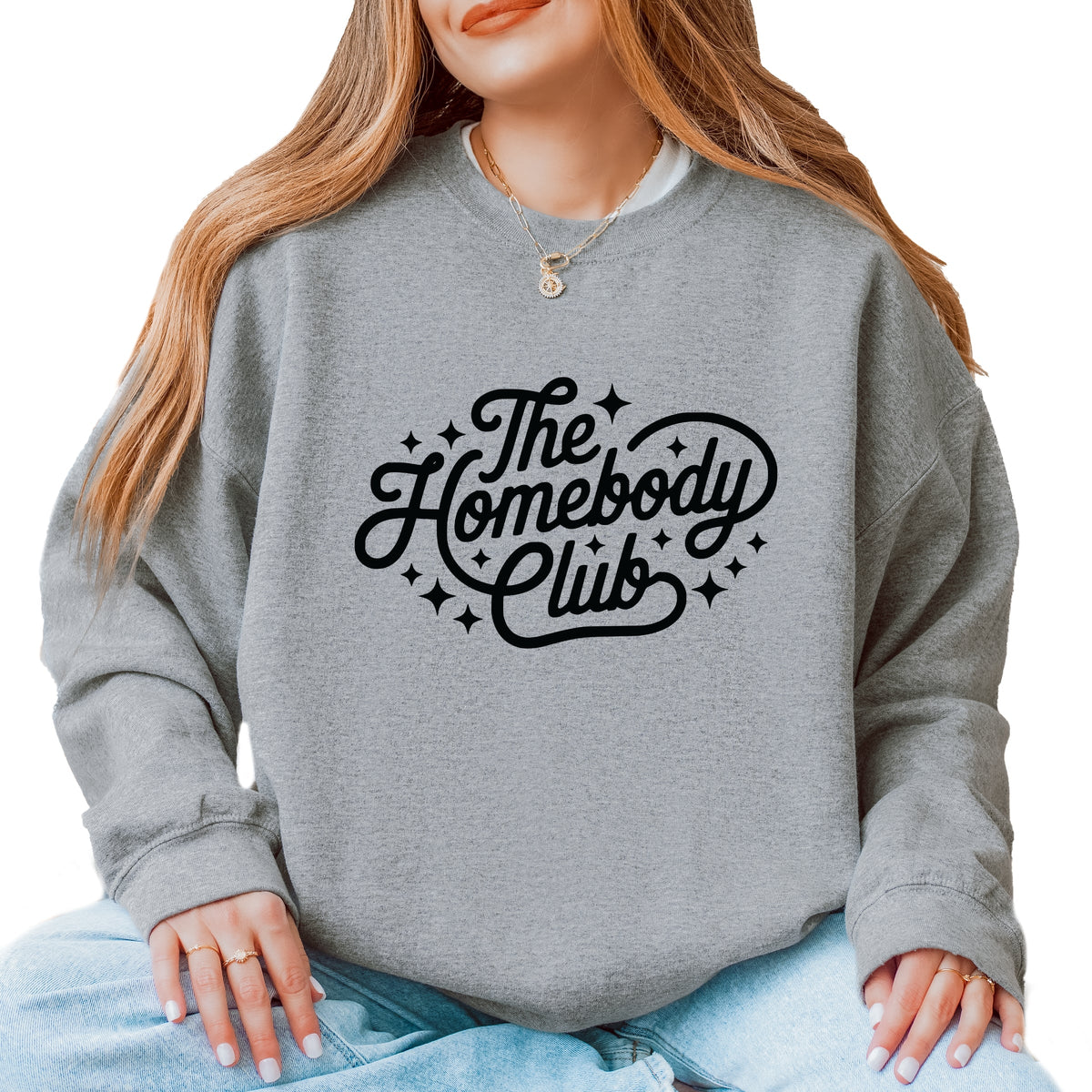 The Homebody Club Cursive Stars - Women's Graphic Sweatshirt