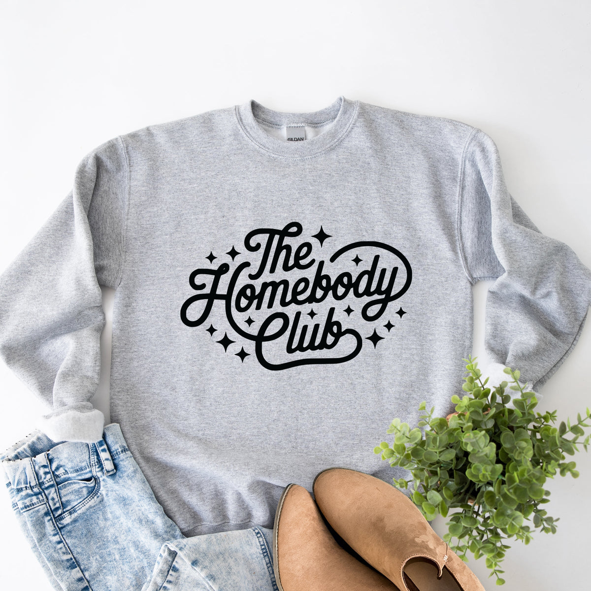The Homebody Club Cursive Stars - Women's Graphic Sweatshirt