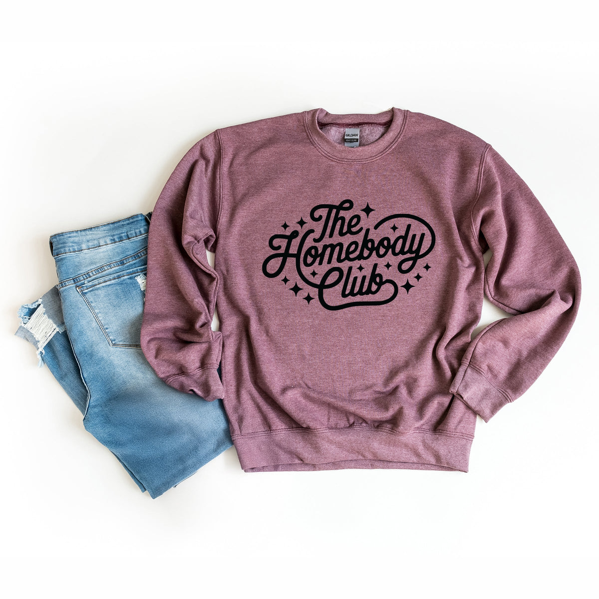 The Homebody Club Cursive Stars - Women's Graphic Sweatshirt