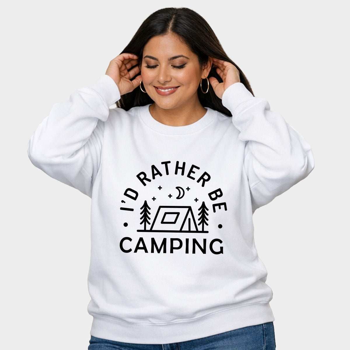 I'd Rather Be Camping Tent - Women's Plus Sized Graphic Sweatshirt