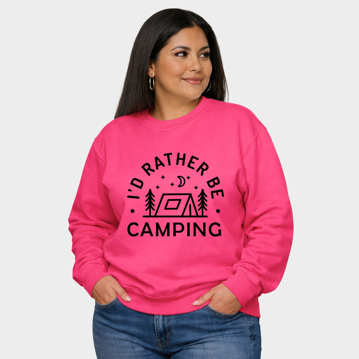 I'd Rather Be Camping Tent - Women's Plus Sized Graphic Sweatshirt