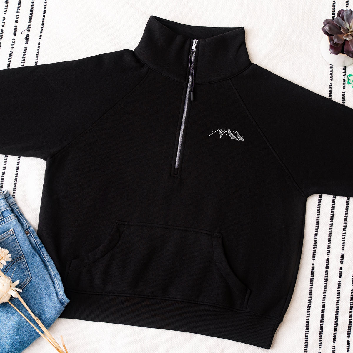 Take Me To The Mountains Landscape Front And Back - Women's Quarter Zip Fleece Graphic Sweatshirt