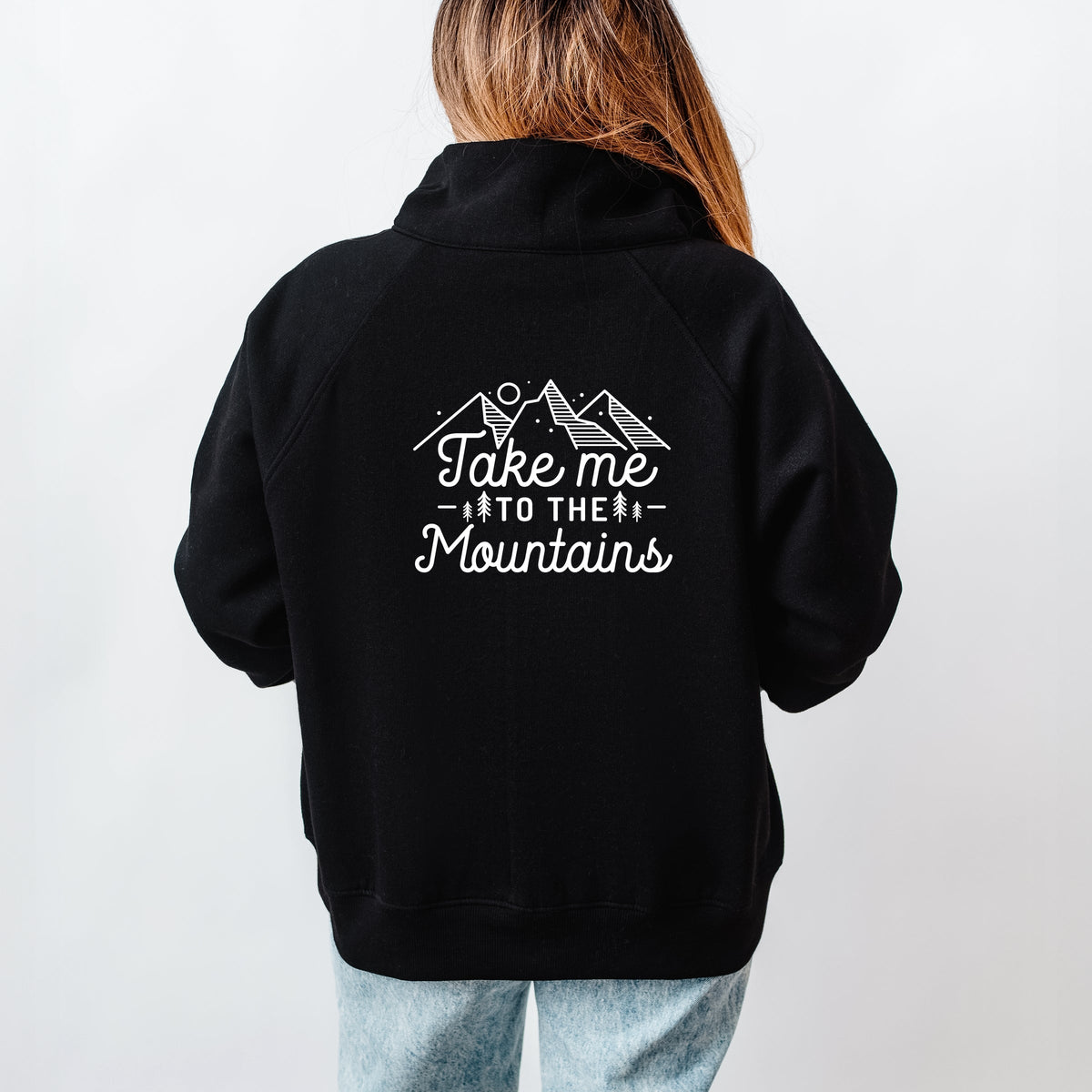 Take Me To The Mountains Landscape Front And Back - Women's Quarter Zip Fleece Graphic Sweatshirt