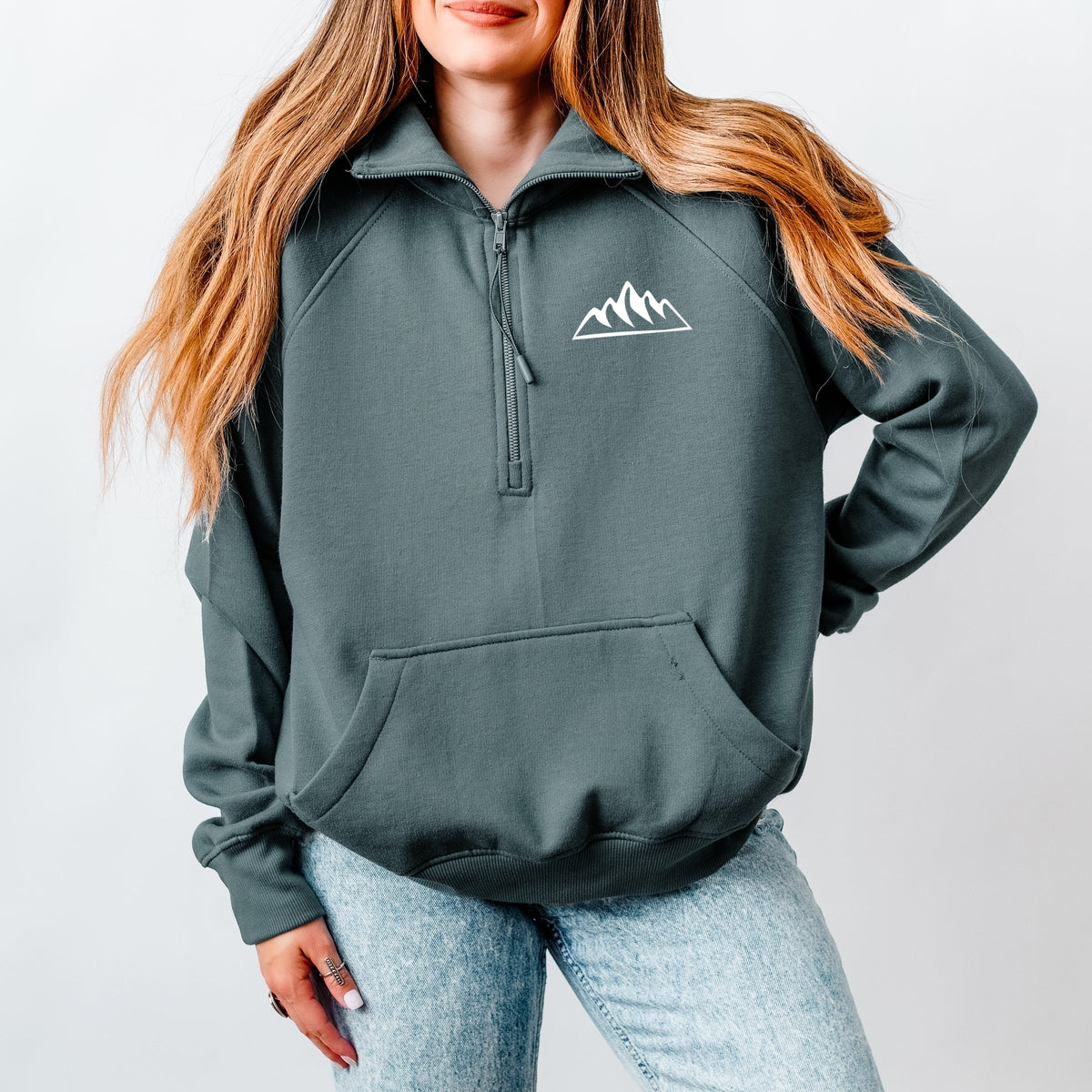 Work Between Camping Trips Front And Back - Women's Quarter Zip Fleece Graphic Sweatshirt