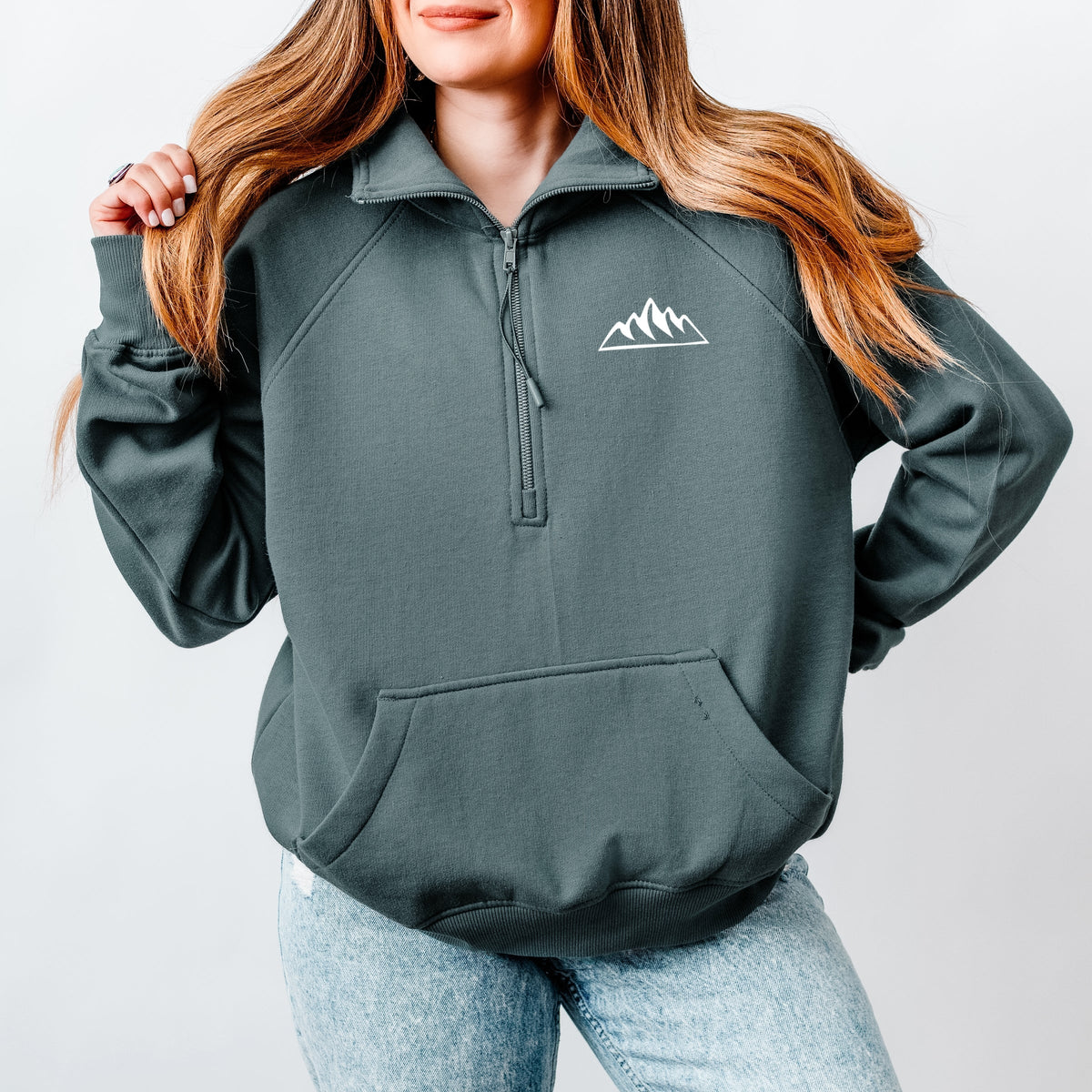 Work Between Camping Trips Front And Back - Women's Quarter Zip Fleece Graphic Sweatshirt