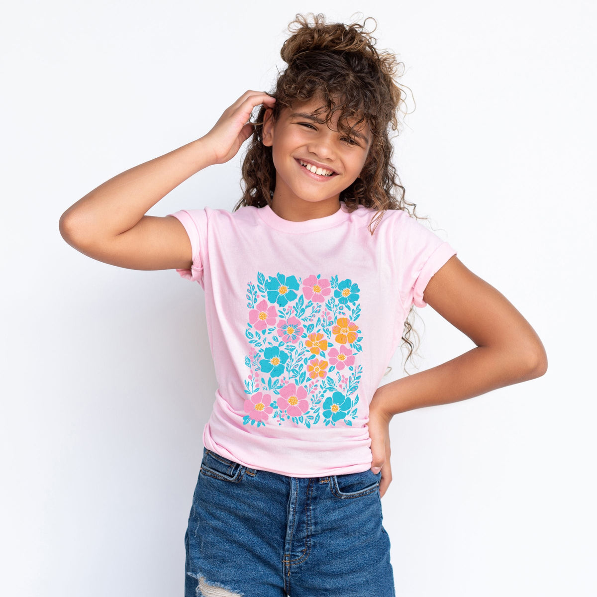 Pastel Floral - Youth Short Sleeve Graphic T-Shirt
