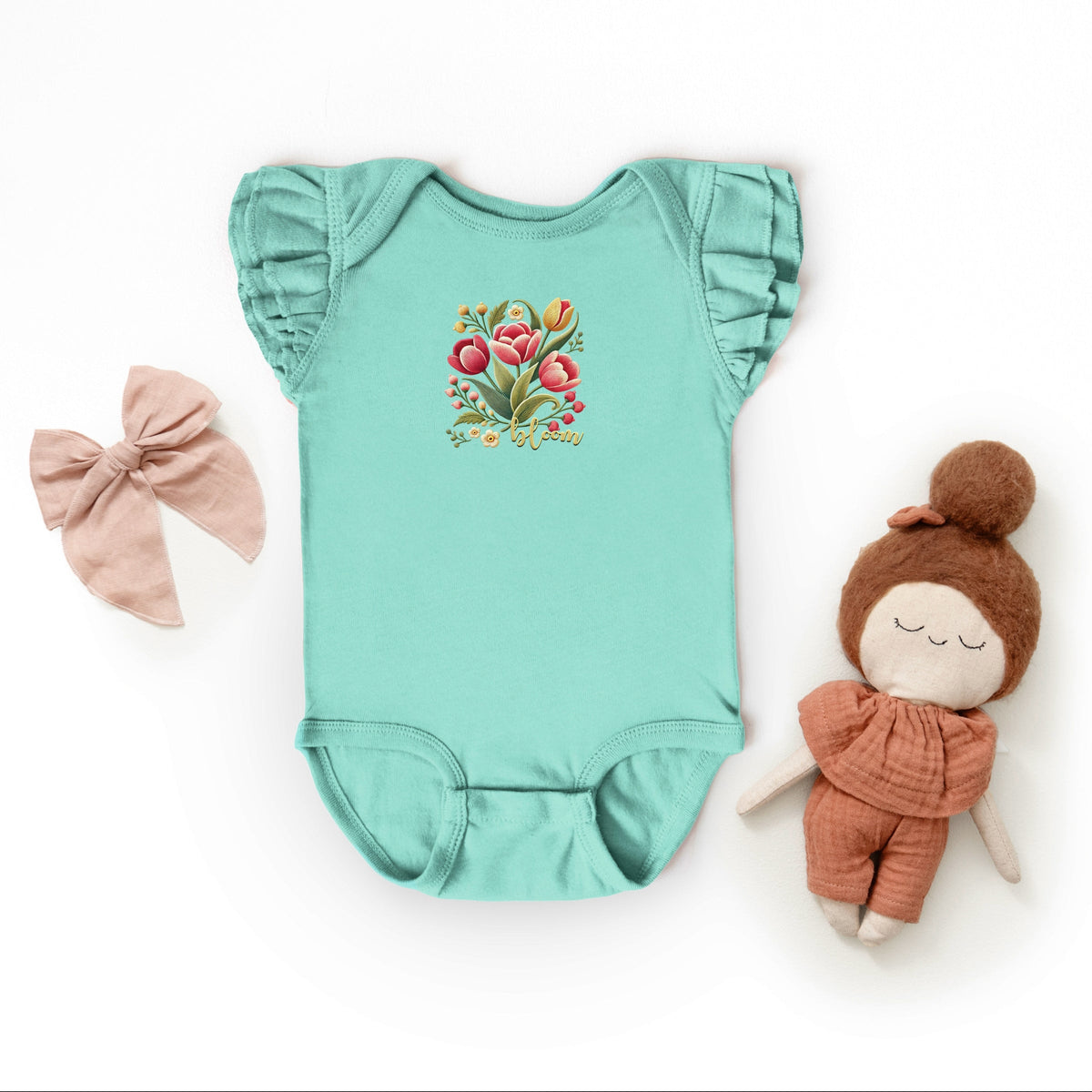 Bloom Tulips - Baby Flutter Sleeve Bodysuit