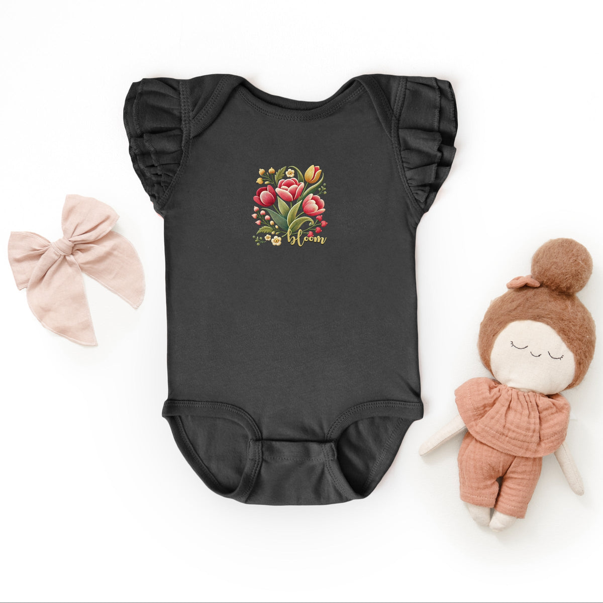 Bloom Tulips - Baby Flutter Sleeve Bodysuit