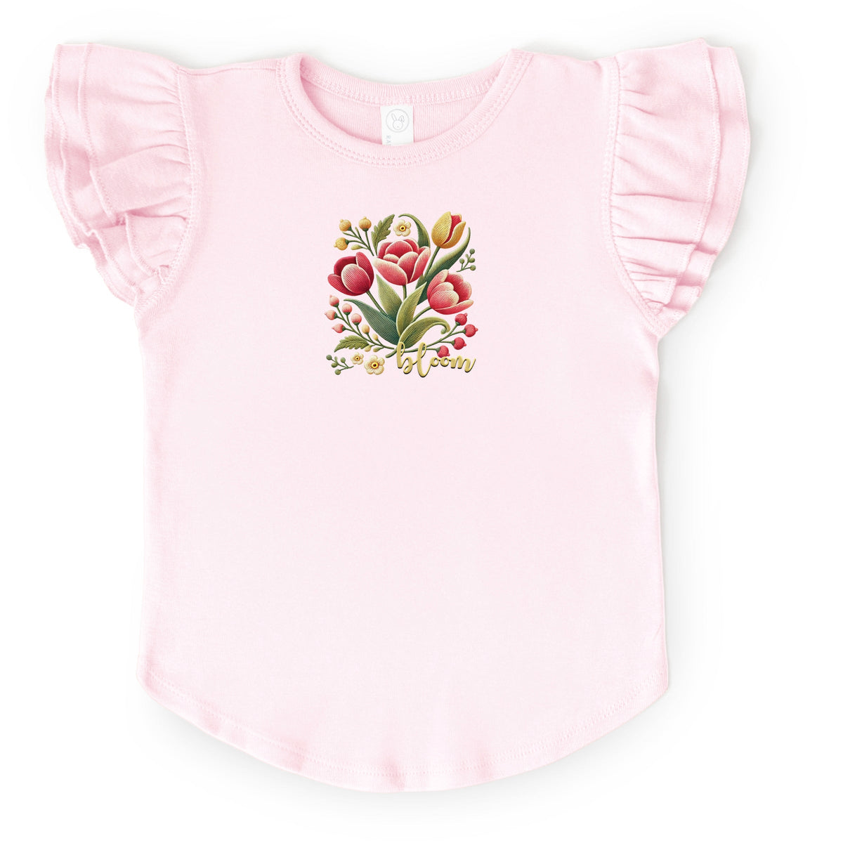 Bloom Tulips - Flutter Sleeve Graphic T-Shirt