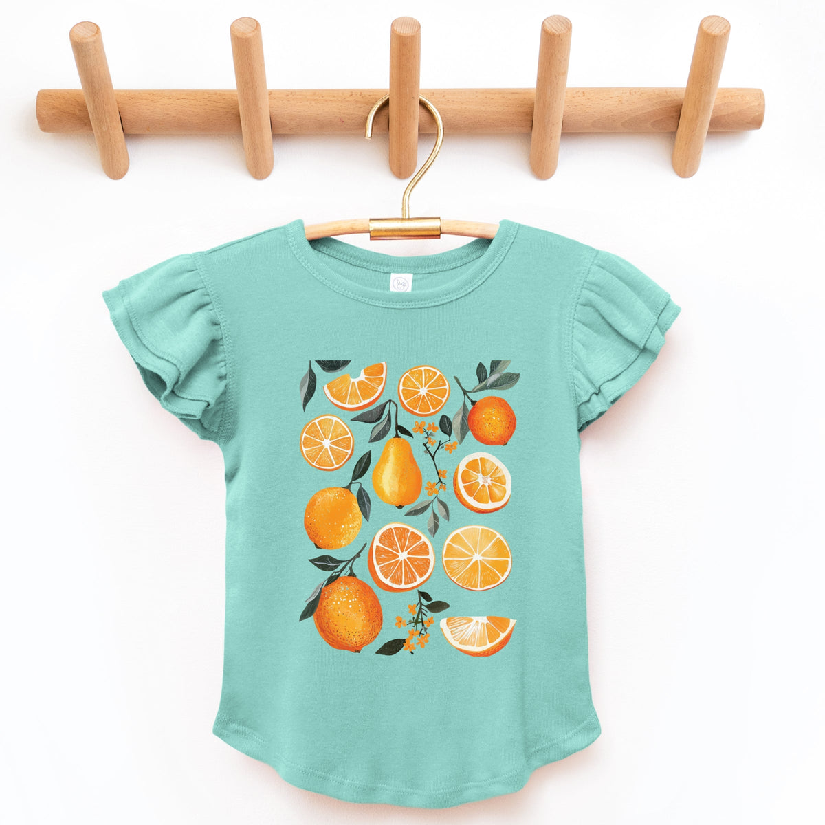 Orange Slice Collage - Flutter Sleeve Graphic T-Shirt