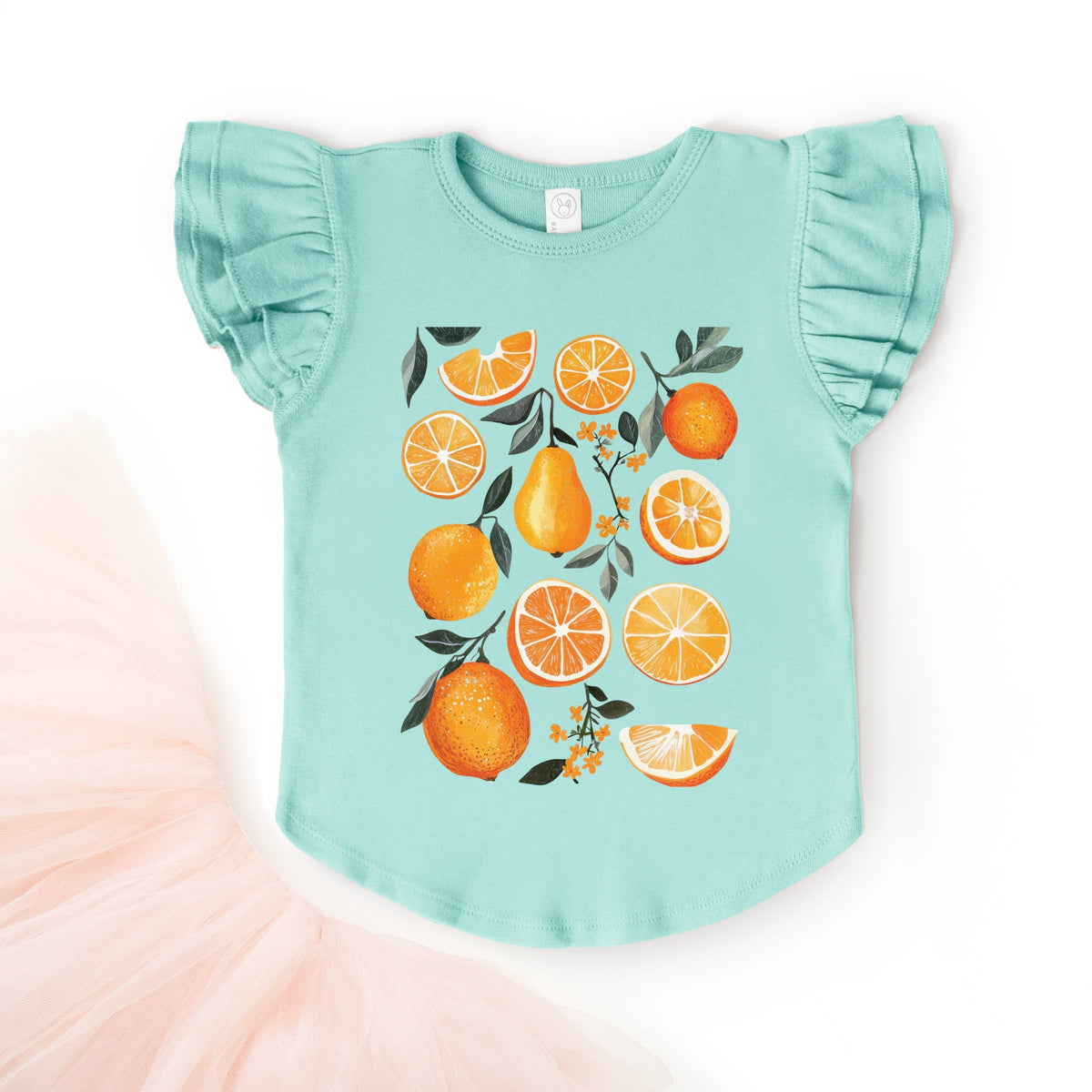 Orange Slice Collage - Flutter Sleeve Graphic T-Shirt