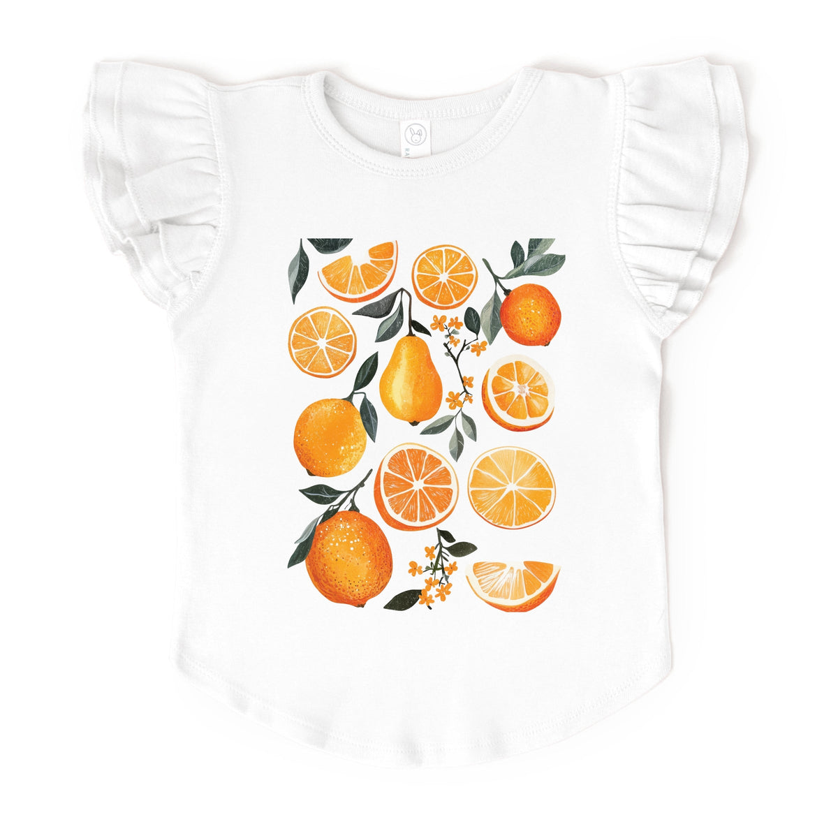 Orange Slice Collage - Flutter Sleeve Graphic T-Shirt