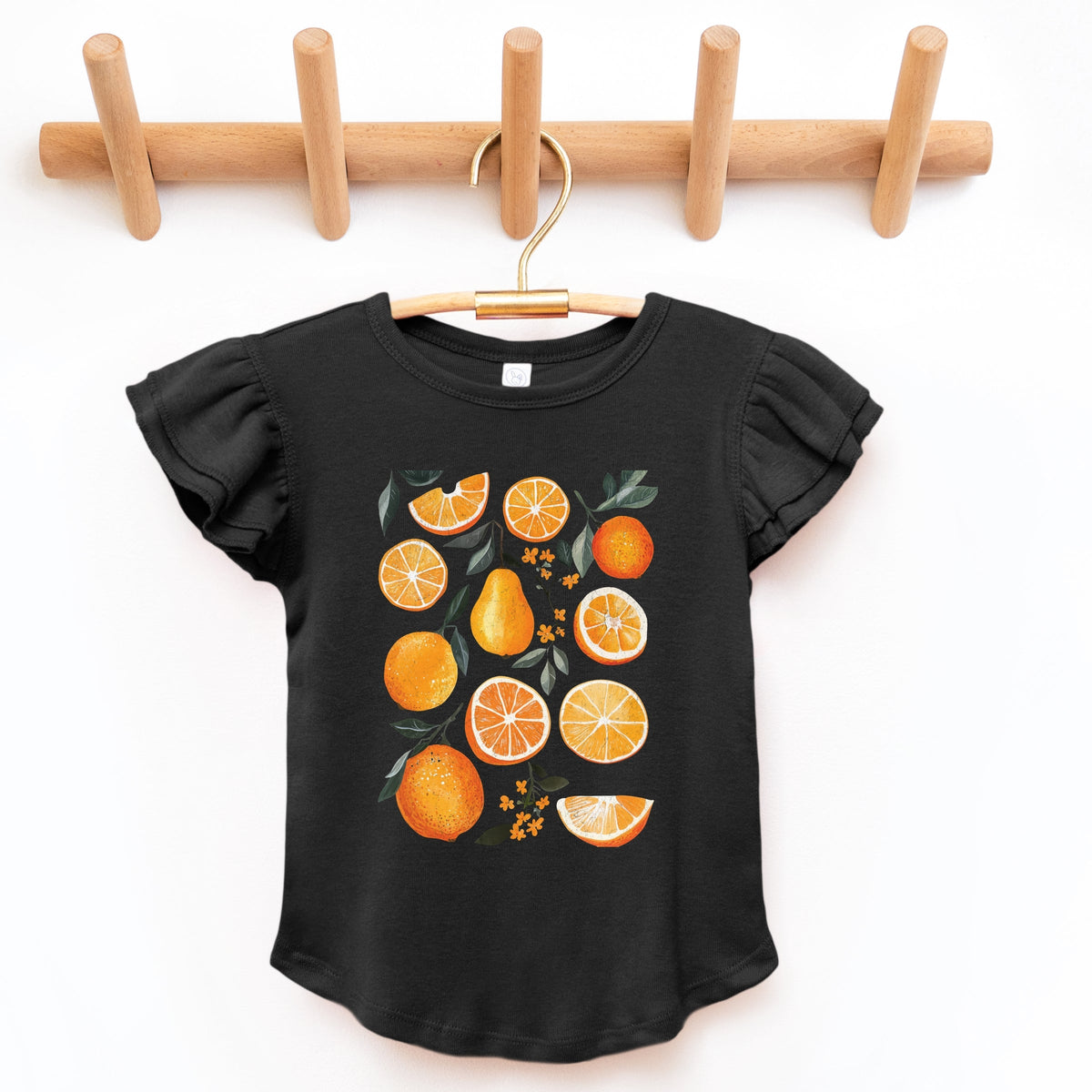Orange Slice Collage - Flutter Sleeve Graphic T-Shirt